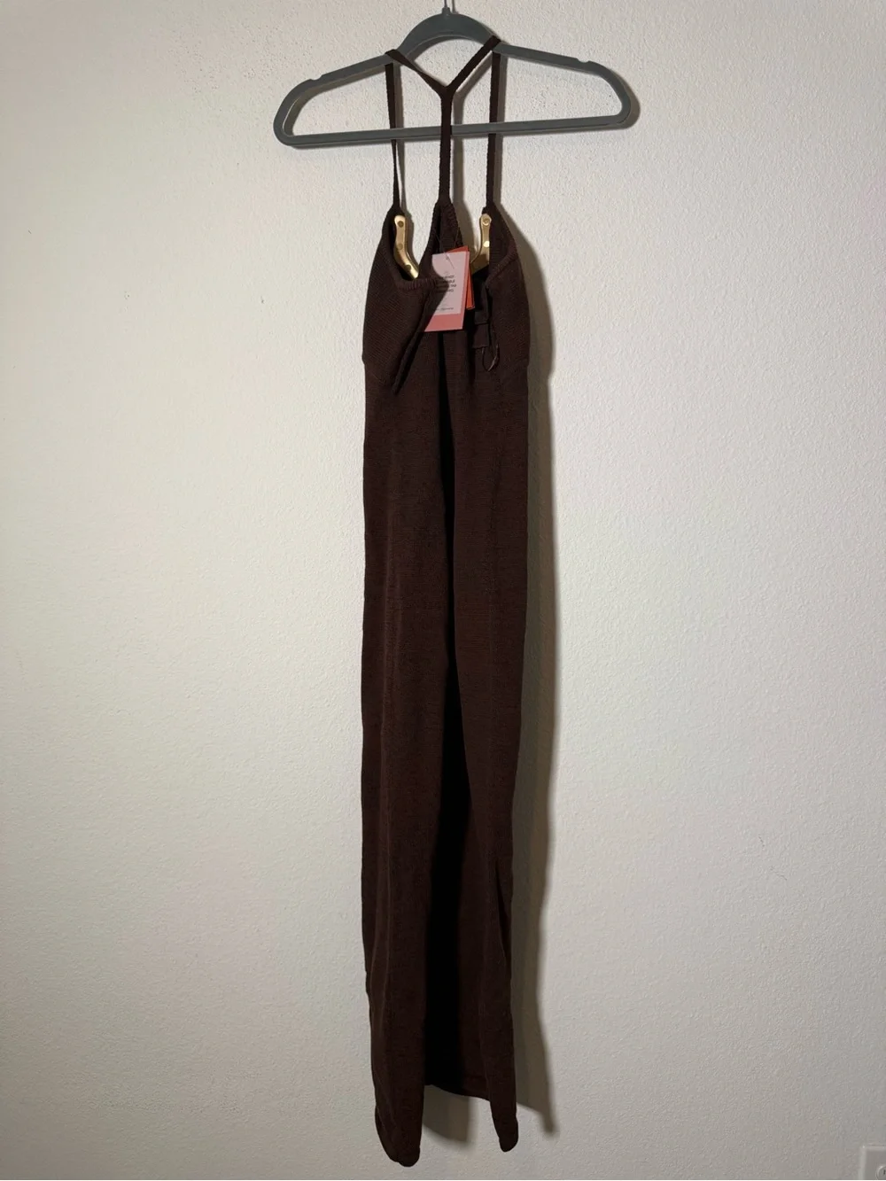 Cult Gaia Valma Java Brown Halter Knit Midi Dress Gold Hardware NWT Size S - Picture 3 of 7